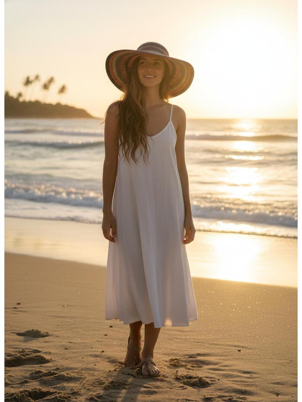 Scala Multicolor Rainbow Woven Straw Wide Brim Sun Hat Med